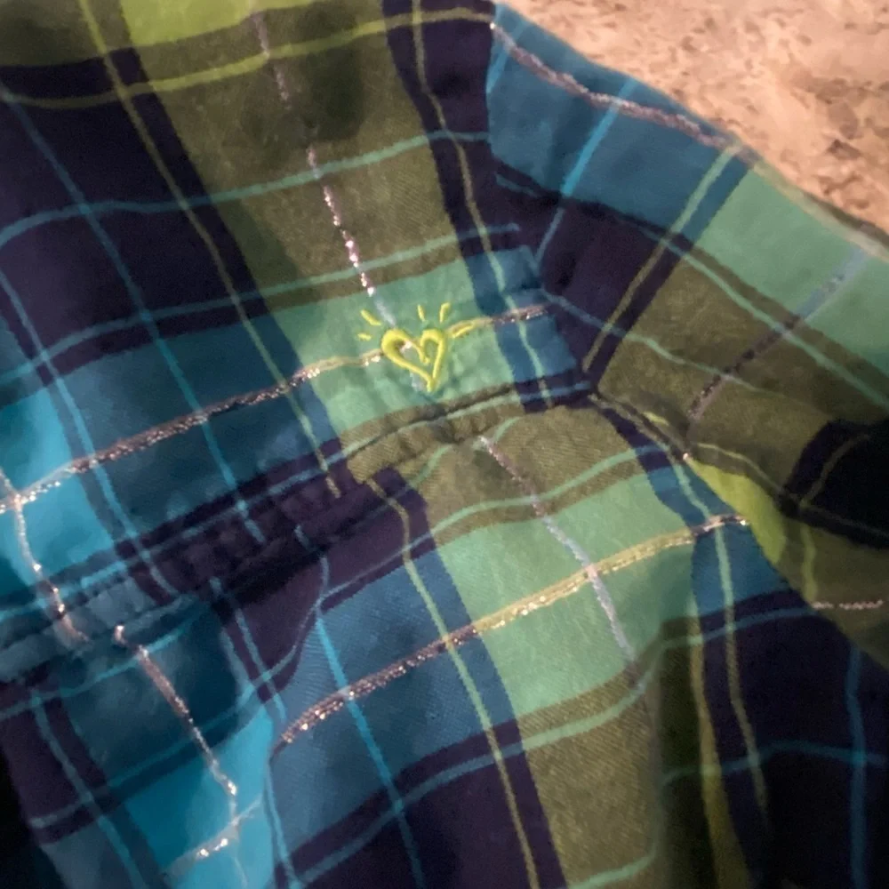 Justice Size 10 Girls Plaid Shirt Dress- Green And Navy Blue